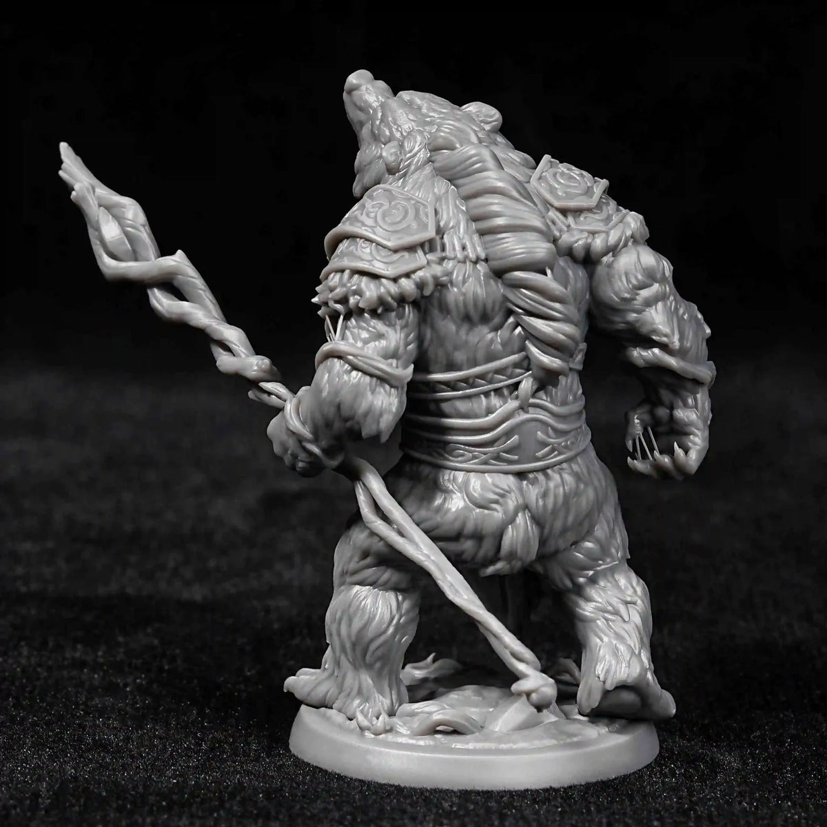 Bear Warrior RPG Miniature – 3D-Printed Tabletop Model – Advanced DND Bear Warrior 3D Printed Desktop Character