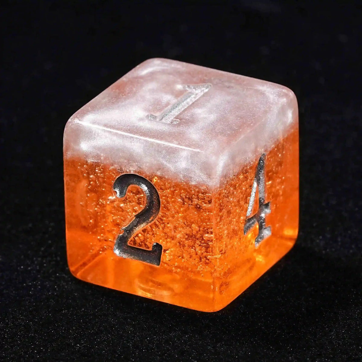 Bee Liquid Core Dice Set – Amber Ale Beer Liquid Core Resin DND Dice Set + Silver Font
