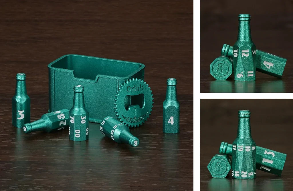 Bee Metal DND Dice Set – Beer Bottle – Kickstarter 1 – Unique Green Metallic Beer Bottle D&D Polyhedral Dice Set with
