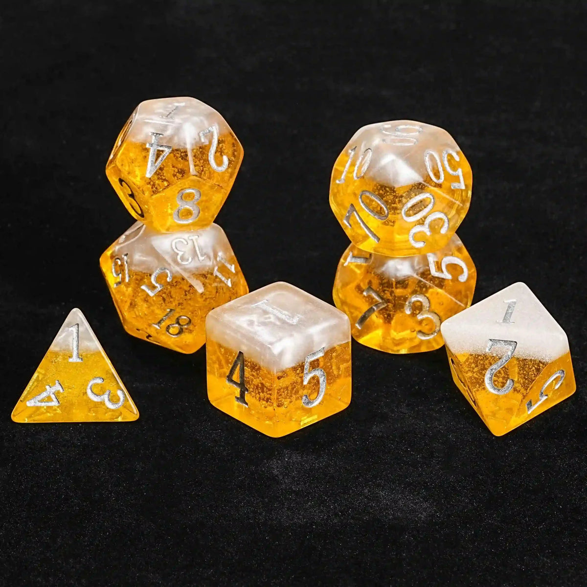 Bee Resin DND Dice Set – Budweiser Beer – Large Budweiser Beer Themed Resin Dice Set - Fun with every roll