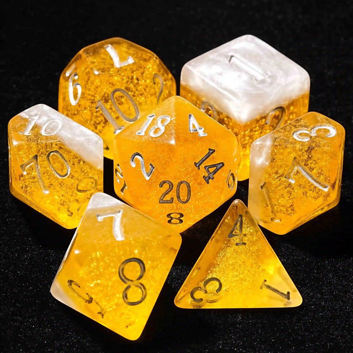 Bee Resin DND Dice Set – Budweiser Beer – Large Budweiser Beer Themed Resin Dice Set - Fun with every roll