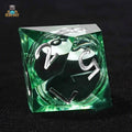 Billiards Fluid Liquid Core Dice Set – Green Clear Resin No.8 Billiard Liquid Core D10 Dice (with Silver Numbers)
