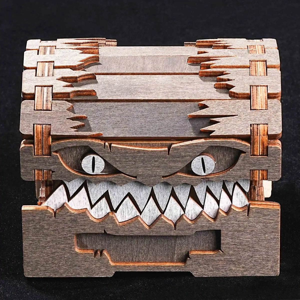 Bite Dice Box – Wooden – Unique Sawtooth Monster Dice Organizer - Wooden DND Dice Storage Box - DND Monster Gift