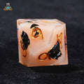 Black Cat Resin D10 Dice – Flower Black Cat 10 Sided Dice Flesh Pink Resin D&D D10 Dice