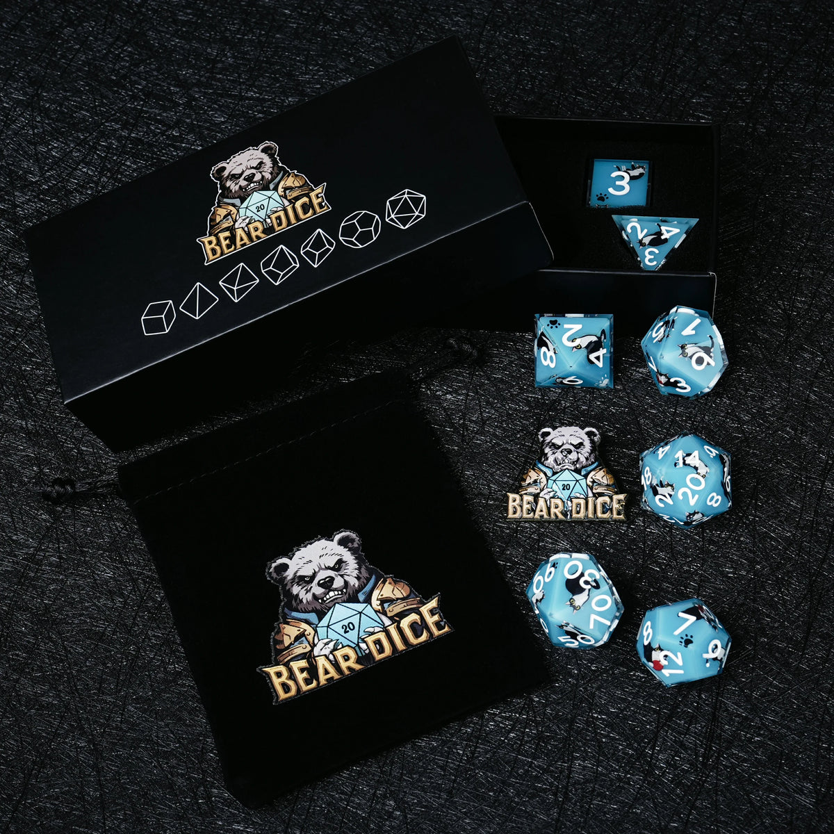 Black Cat Resin DND Dice Set – alternate product view