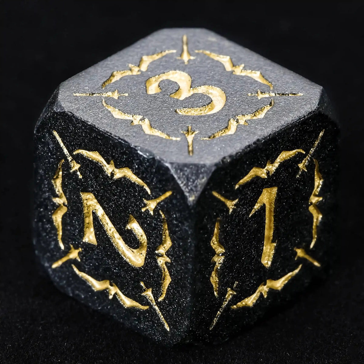 Eagle Metal DND Dice Set – Black Metallic Eagle and Sword DND D6 Dice, Gold Numbers