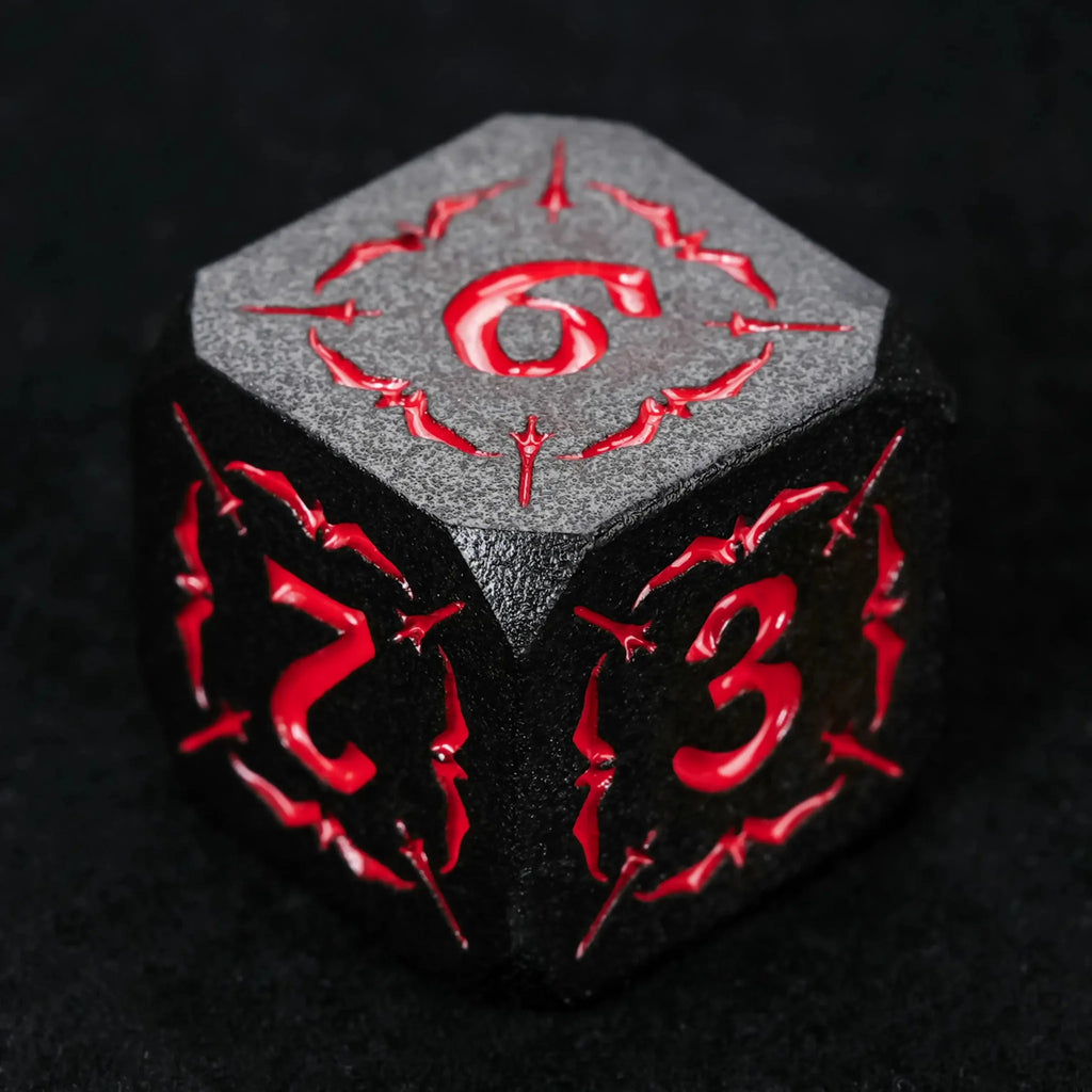 Eagle Metal DND Dice Set – Black Metallic Eagle and Sword DND D6 Dice, Red Numbers