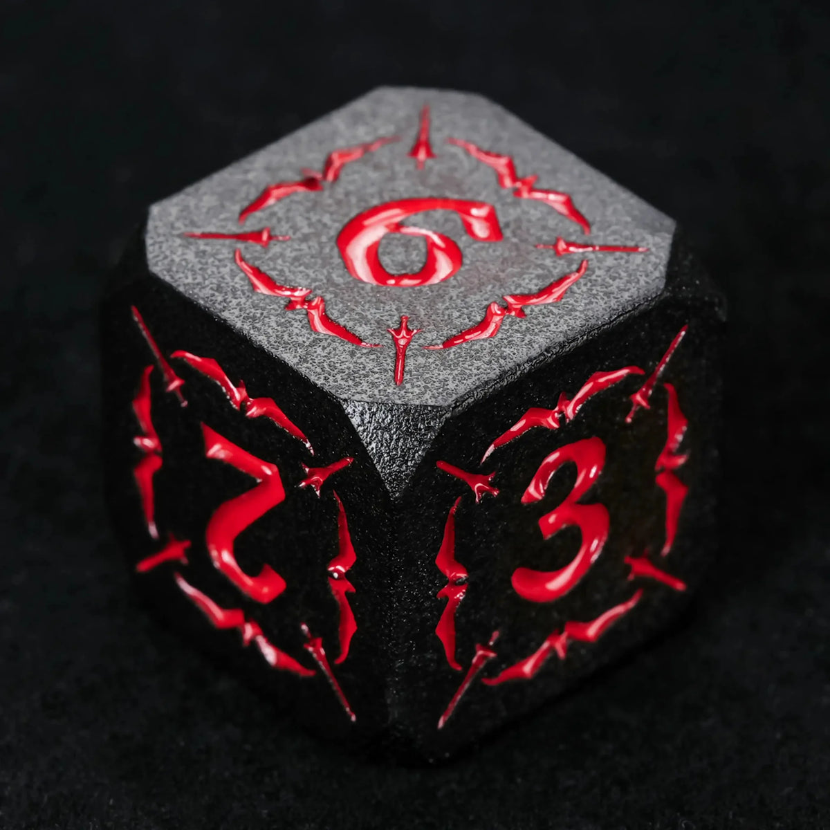Eagle Metal DND Dice Set – Black Metallic Eagle and Sword DND D6 Dice, Red Numbers