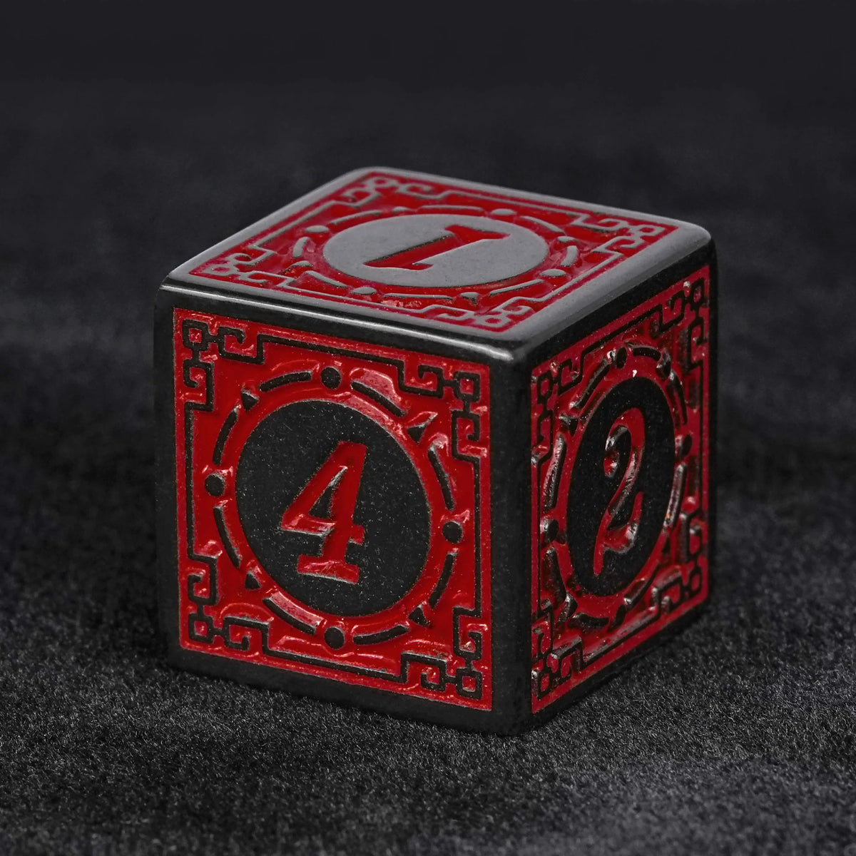 Black Red Magic Acrylic DND Dice Set – Black and red magic pattern acrylic DND dice set