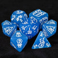 Blue Christmas Acrylic DND Dice Set – White Runes – Blue Christmas Theme Acrylic DND Dice Set + White Runes