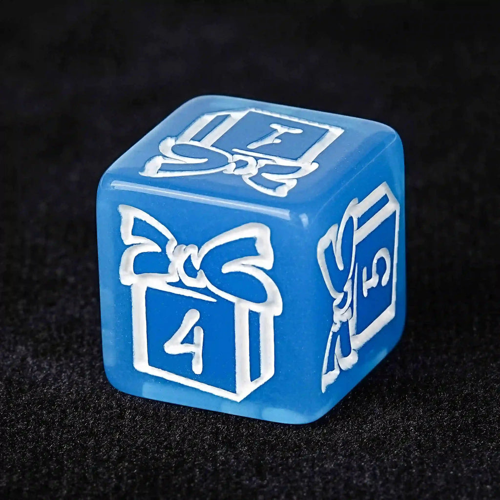 Blue Christmas Acrylic DND Dice Set – White Runes – Blue Christmas Theme Acrylic DND Dice Set + White Runes