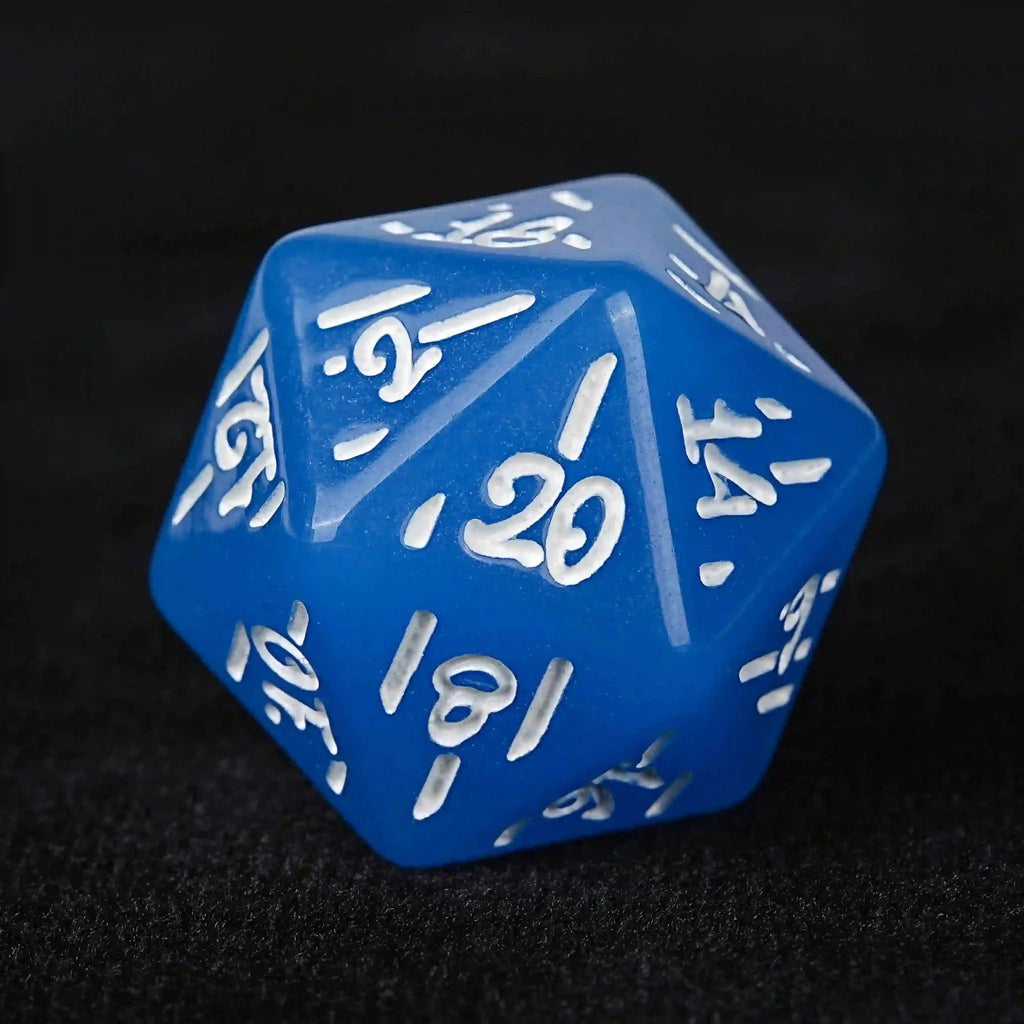 Blue Christmas Acrylic DND Dice Set – White Runes – Blue Christmas Theme Acrylic DND Dice Set + White Runes