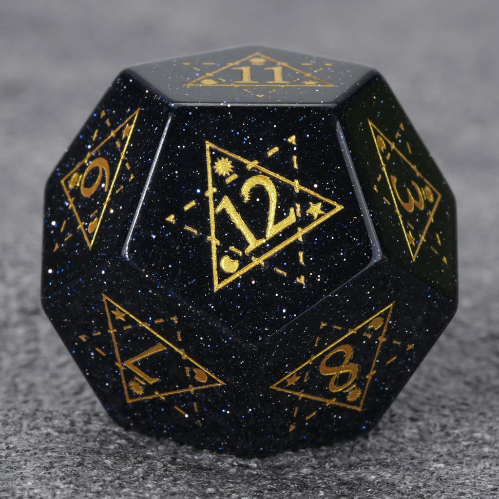 Blue Goldstone Glass Dice Set – Star Array – alternate product view