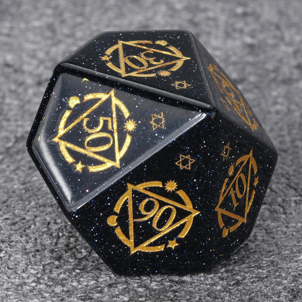 Blue Goldstone Glass Dice Set – Star Array – alternate product view