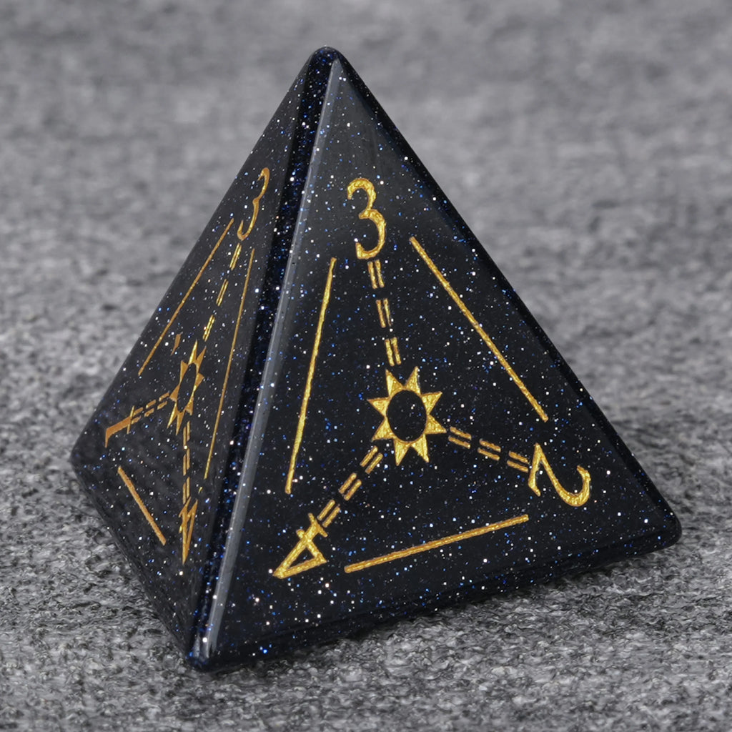 Blue Goldstone Glass Dice Set – Star Array – alternate product view