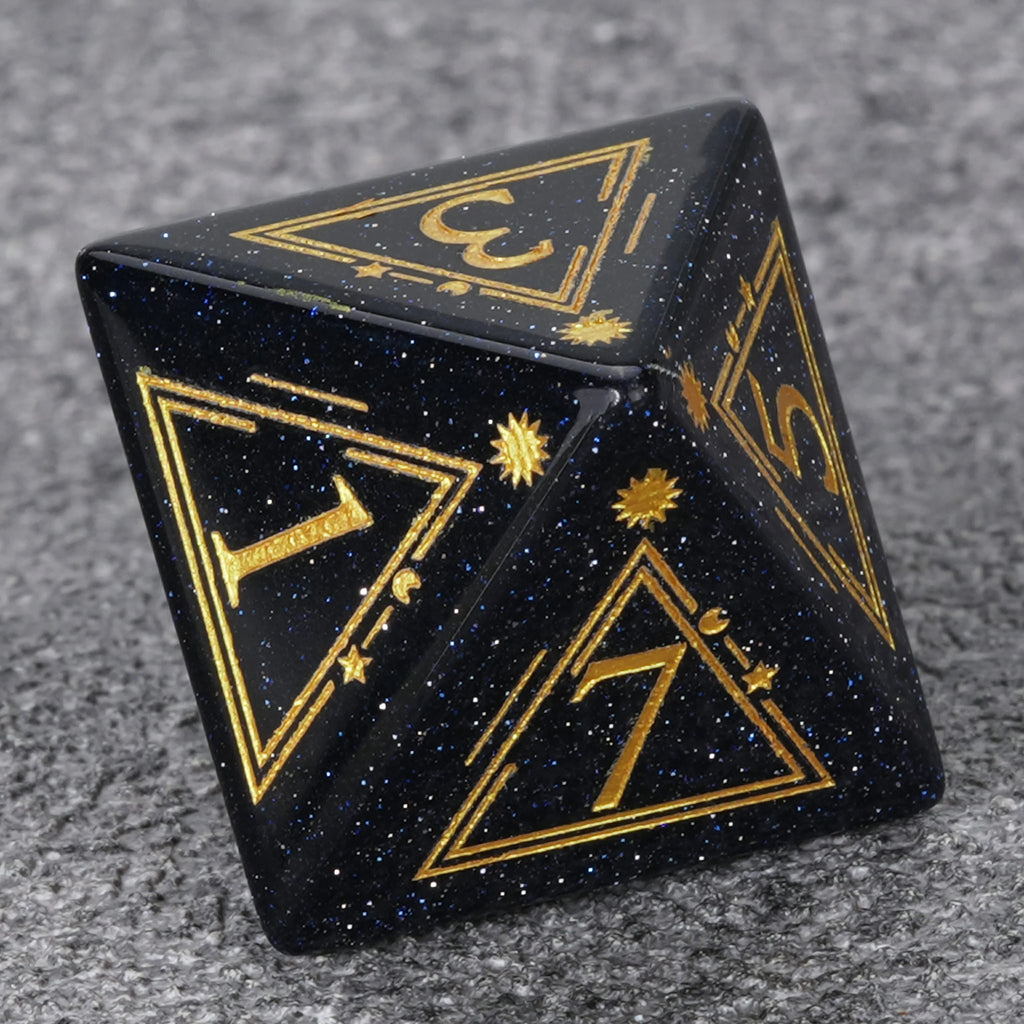 Blue Goldstone Glass Dice Set – Star Array – alternate product view