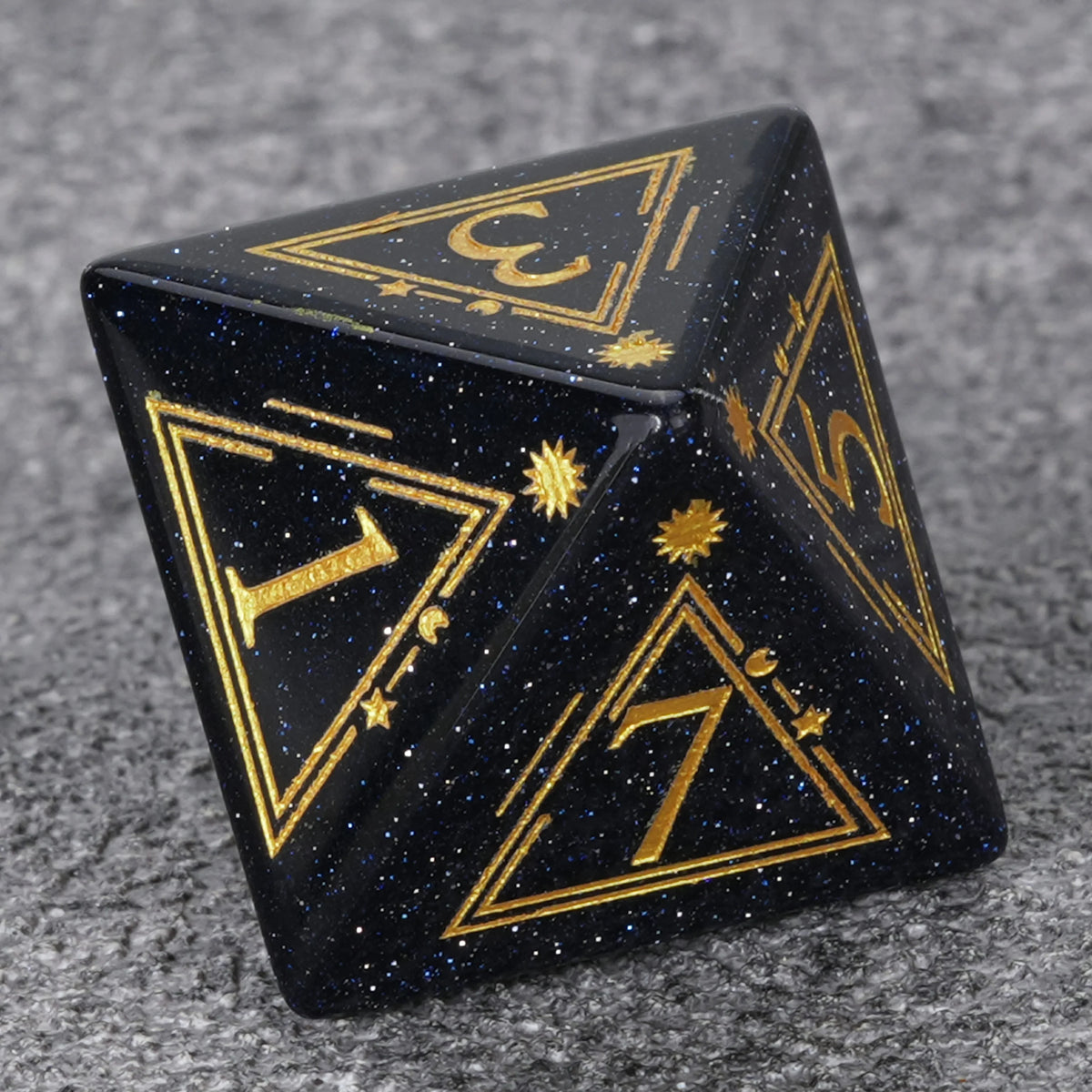 Blue Goldstone Glass Dice Set – Star Array – alternate product view