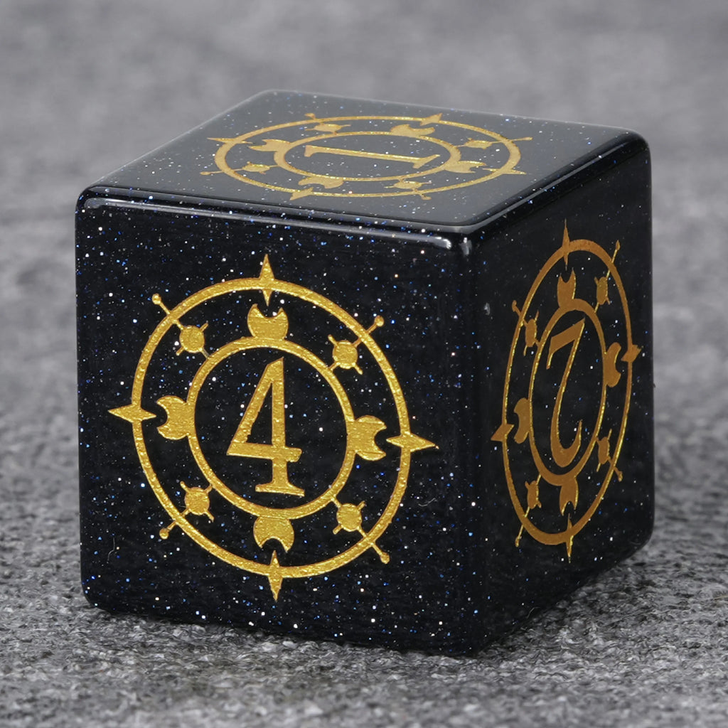 Blue Goldstone Glass Dice Set – Star Array – alternate product view