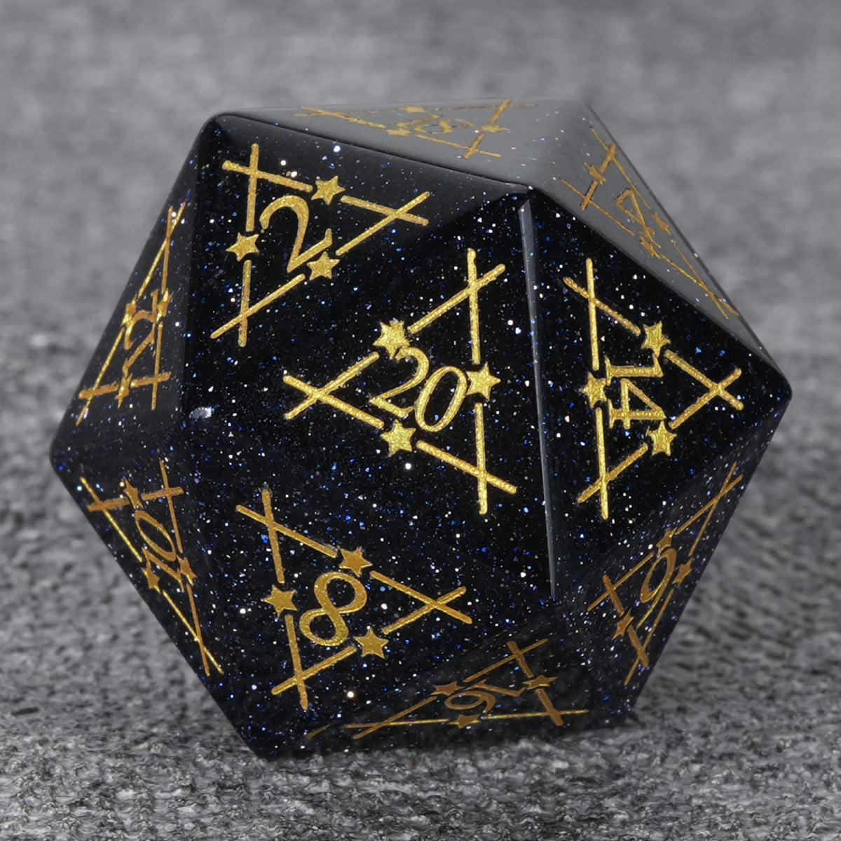Blue Goldstone Glass Dice Set – Star Array – alternate product view