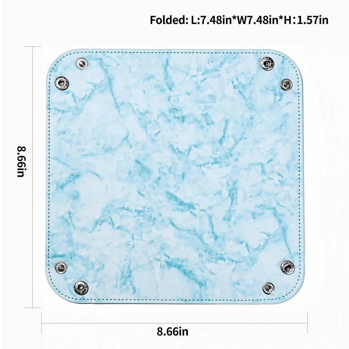 Blue Marble Dice Tray – Leather – Folding Design – Blue marble leather rectangular folding game dice tray