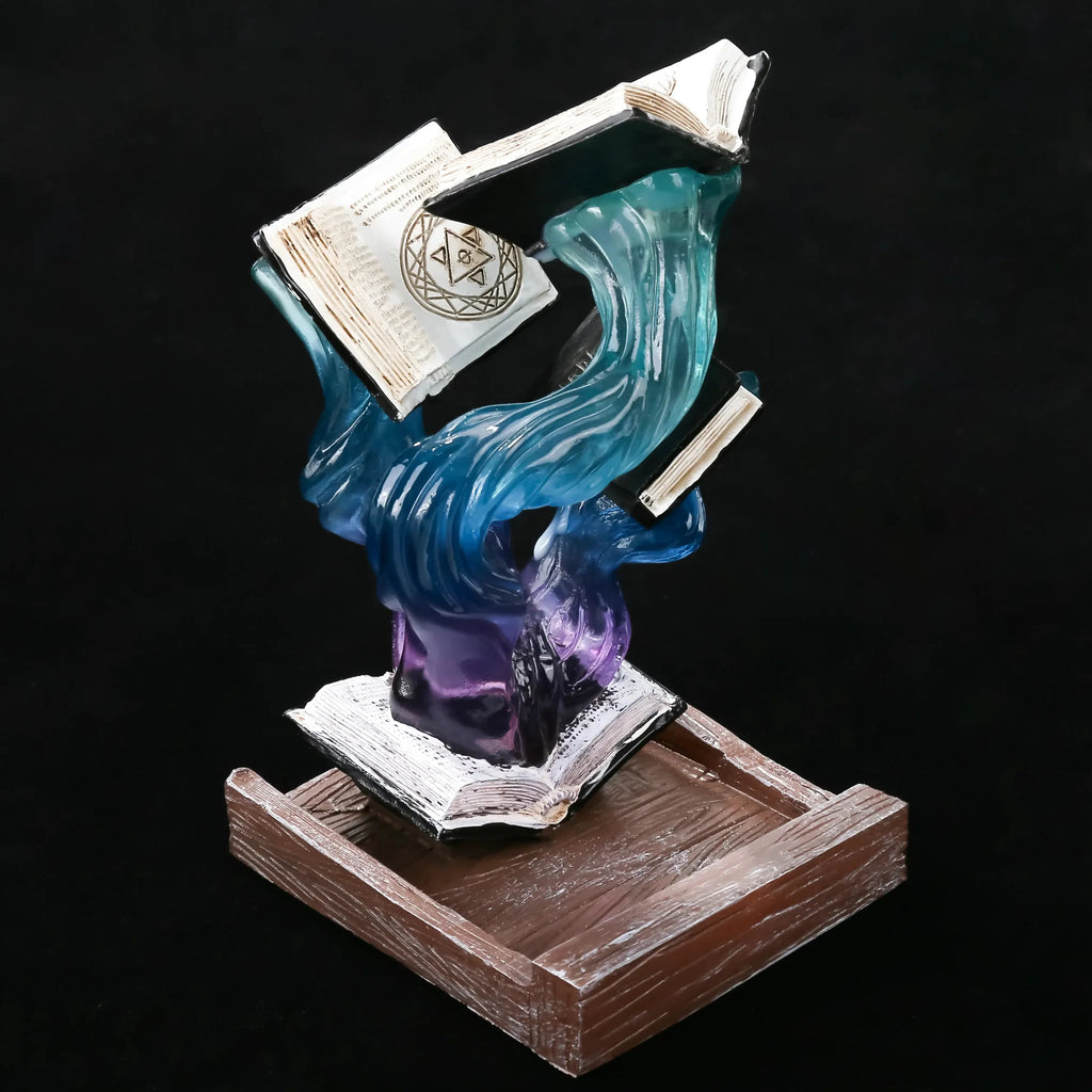Book Dice Tower – Resin – Blue and purple magic book resin dice tower for smaller size RPG dice
