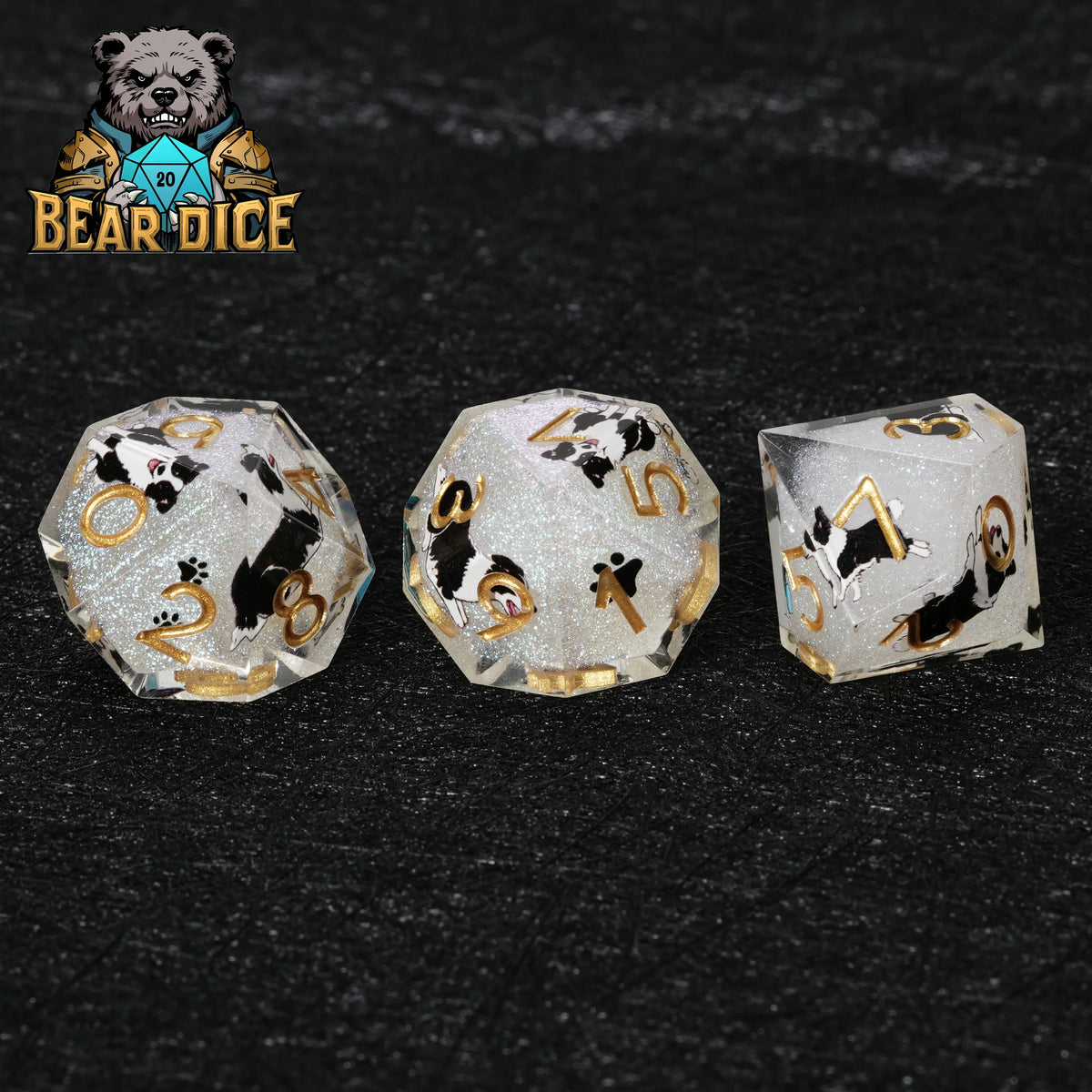 Border Collie Resin D10 Dice Set – Glitter – alternate product view