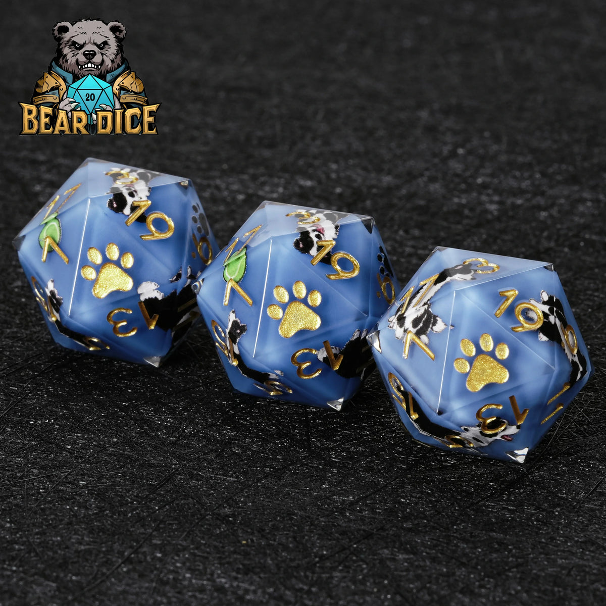 Border Collie Resin D20 Dice Set – alternate product view