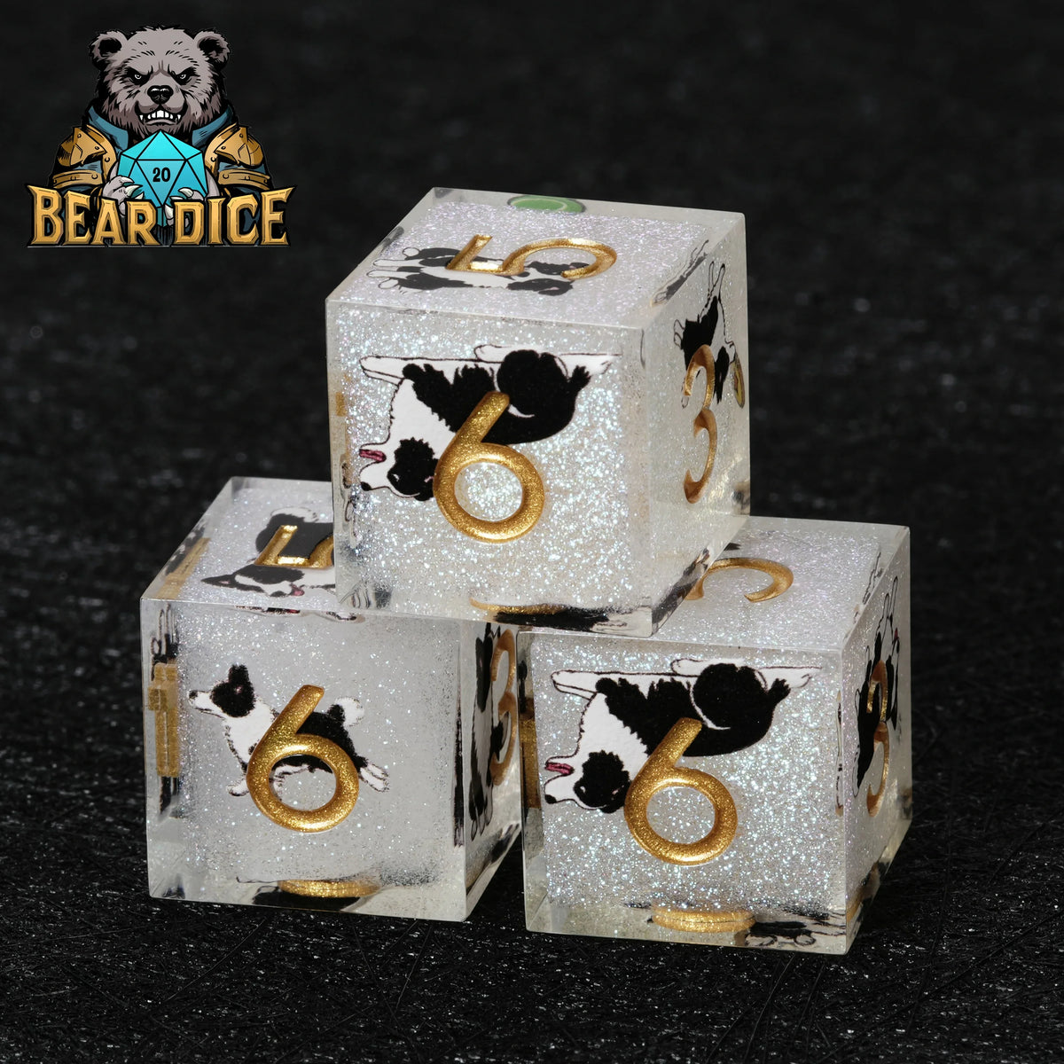 Border Collie Resin D6 Dice – Glitter – alternate product view