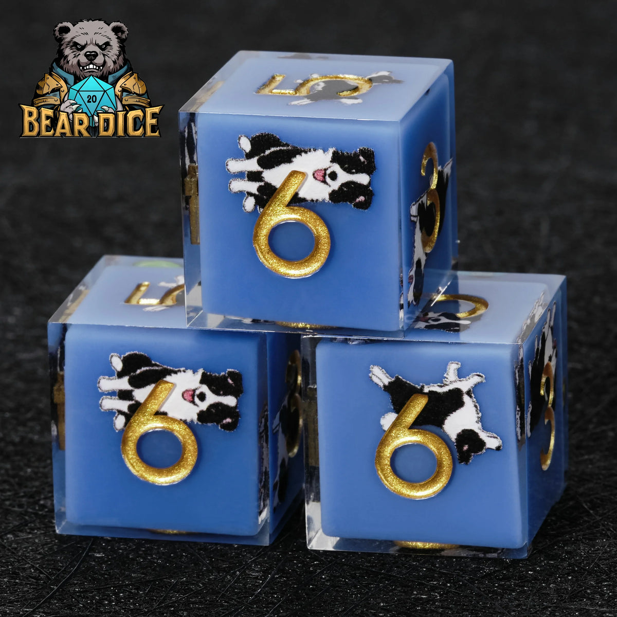 Border Collie Resin D6 Dice Set