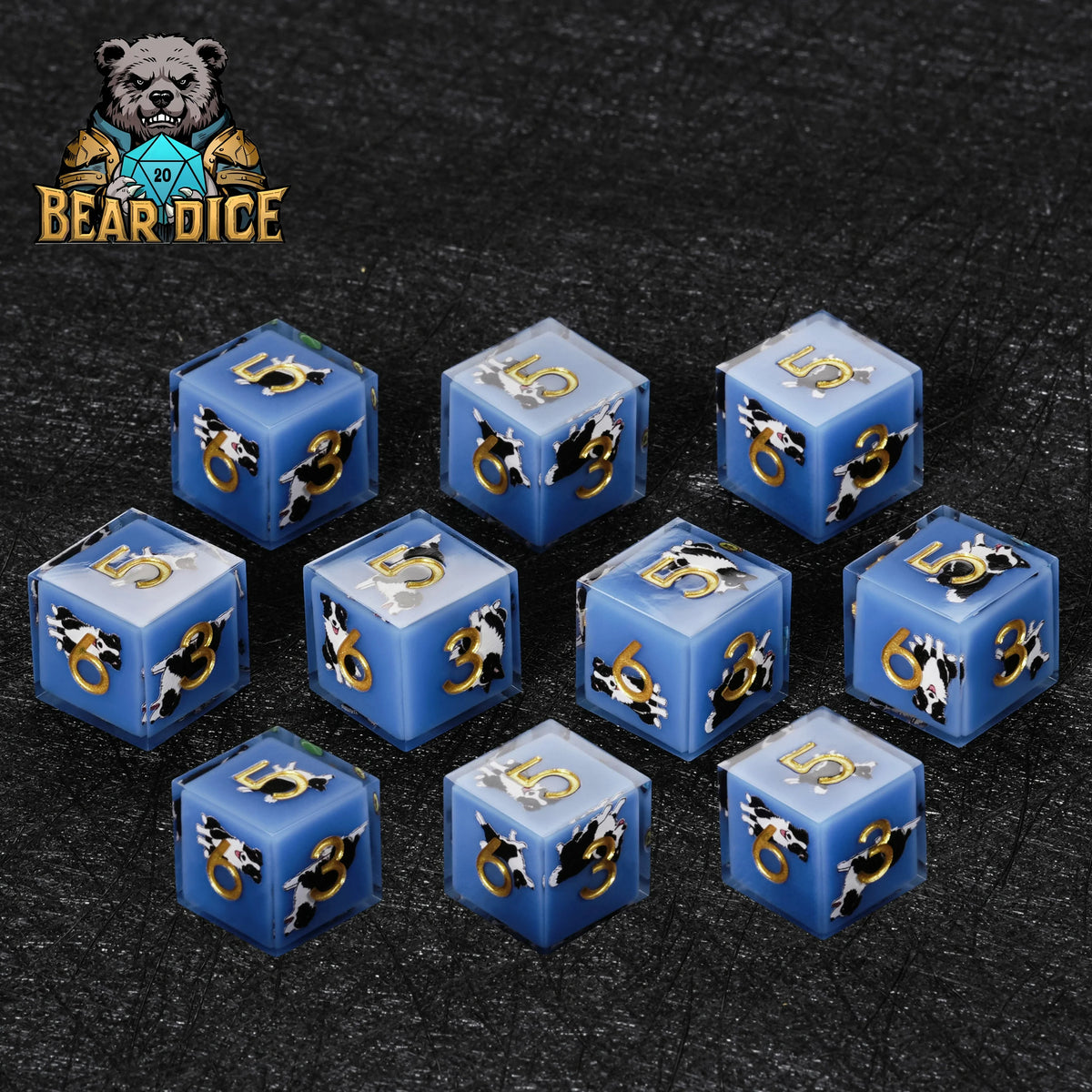 Border Collie Resin D6 Dice Set – alternate product view