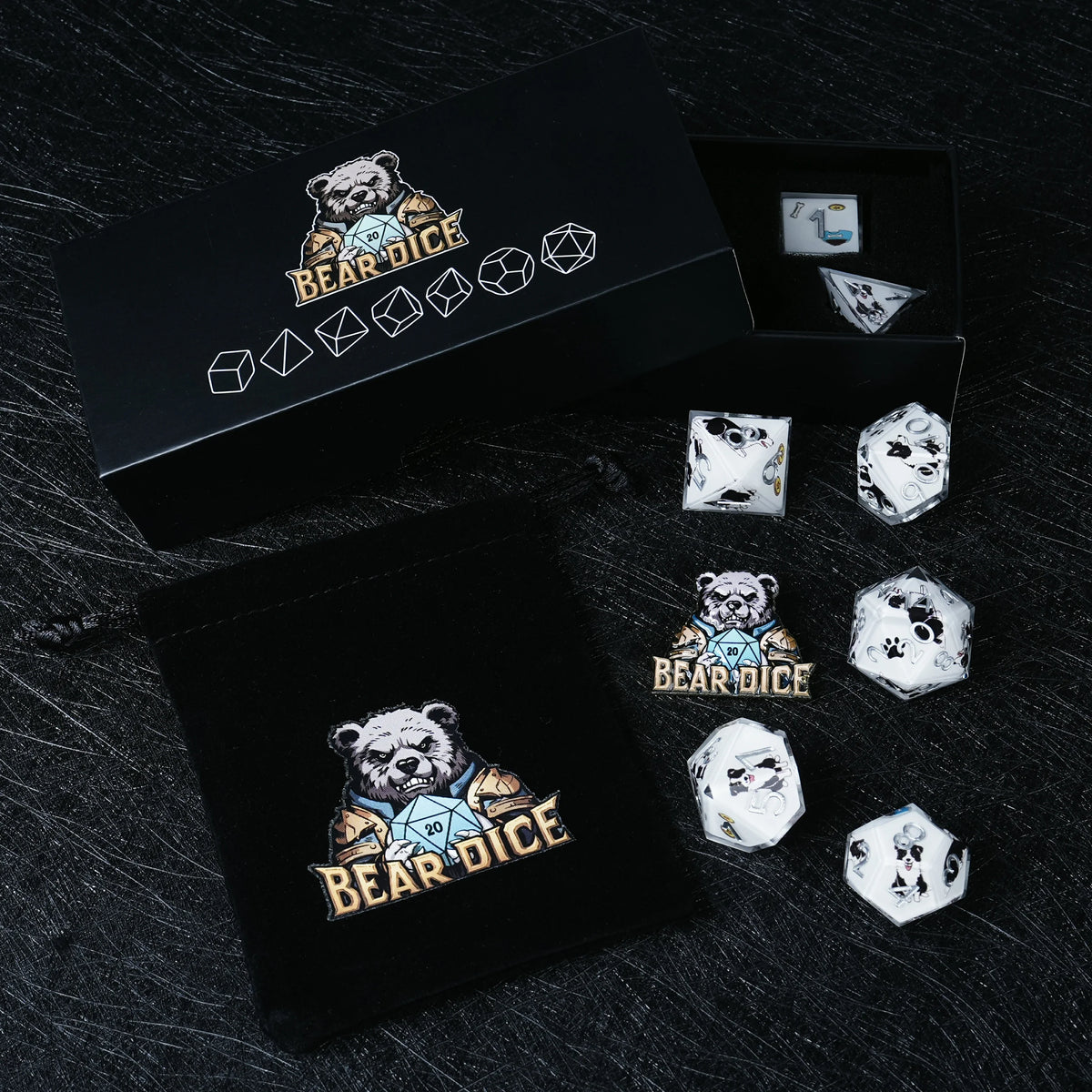 Border Collie Resin RPG Dice Set – alternate product view
