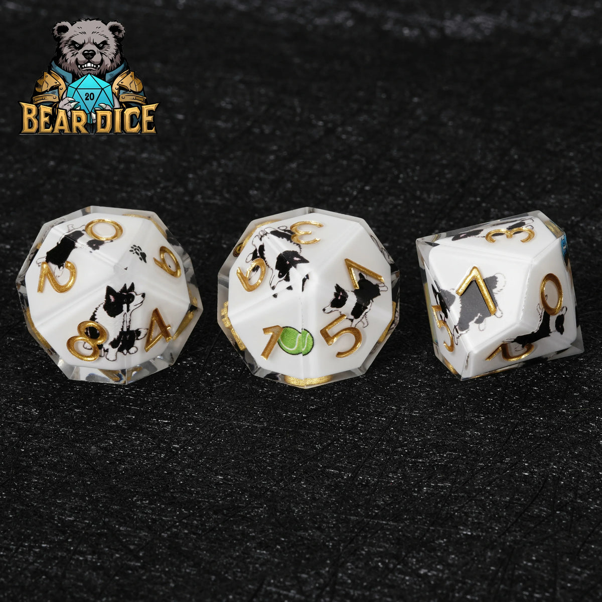 Border Collie White Resin D10 Die – Glitter – alternate product view