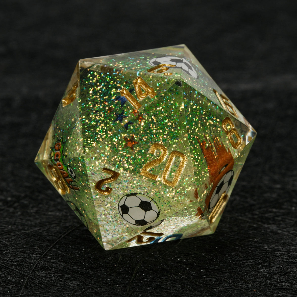 Brazil Soccer Resin DND Dice Set – Glitter – World Cup – alternate product view