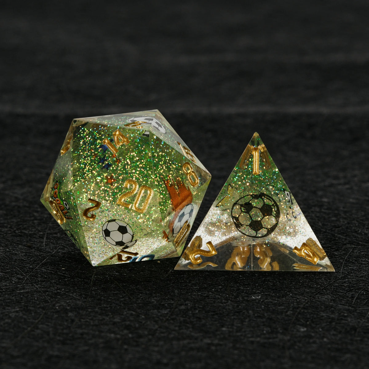 Brazil Soccer Resin DND Dice Set – Glitter – World Cup – alternate product view
