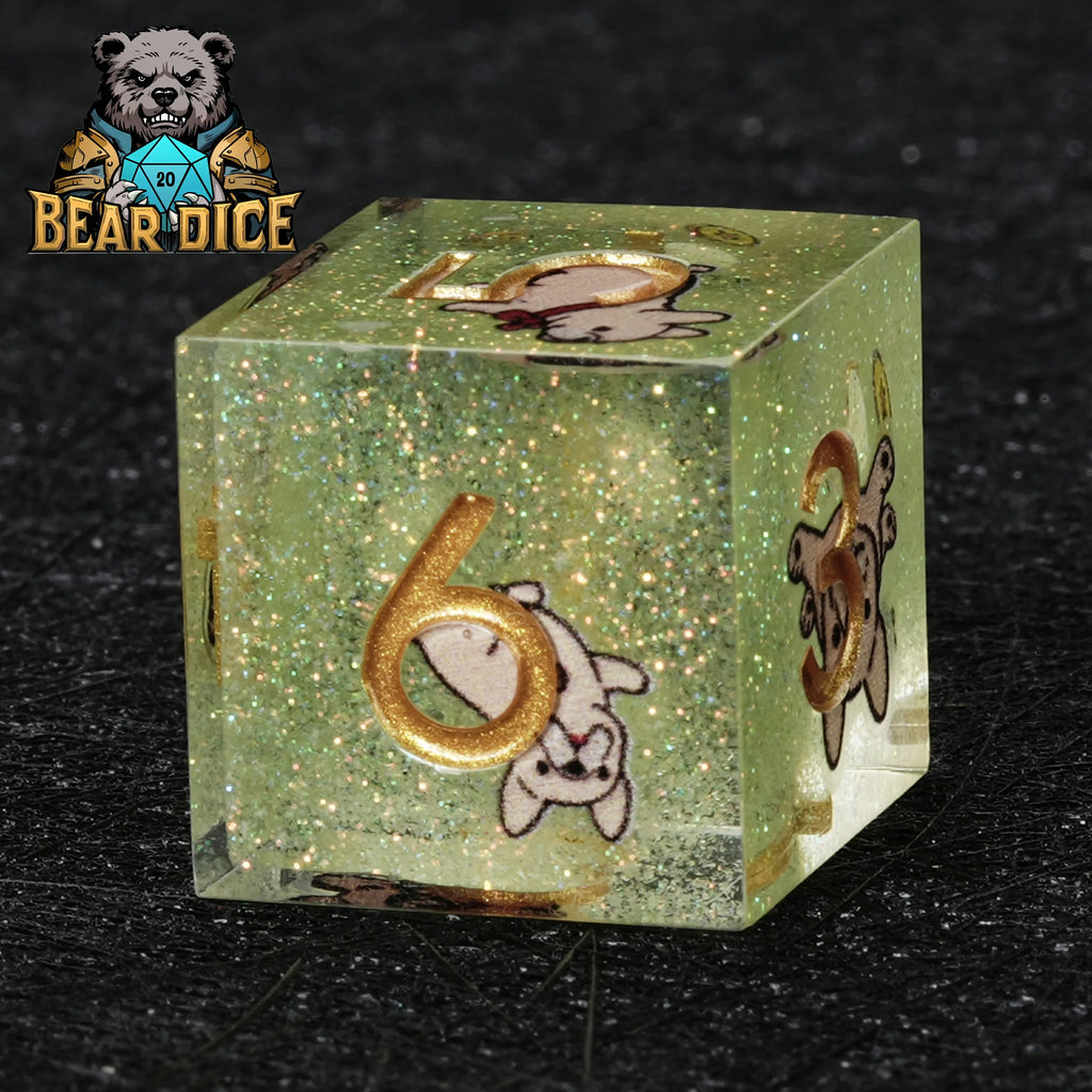 Bulldog Glitter Resin D6 Dice Set – alternate product view