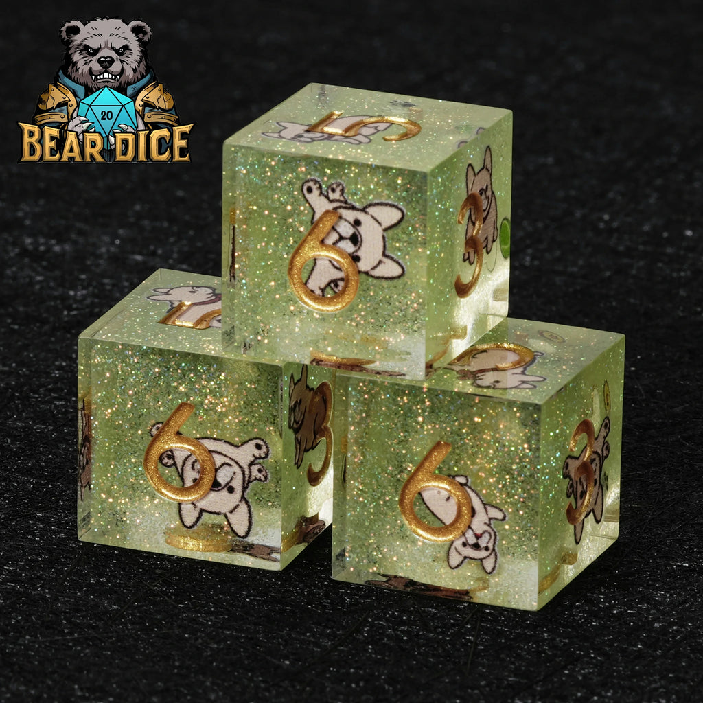 Bulldog Glitter Resin D6 Dice Set – alternate product view