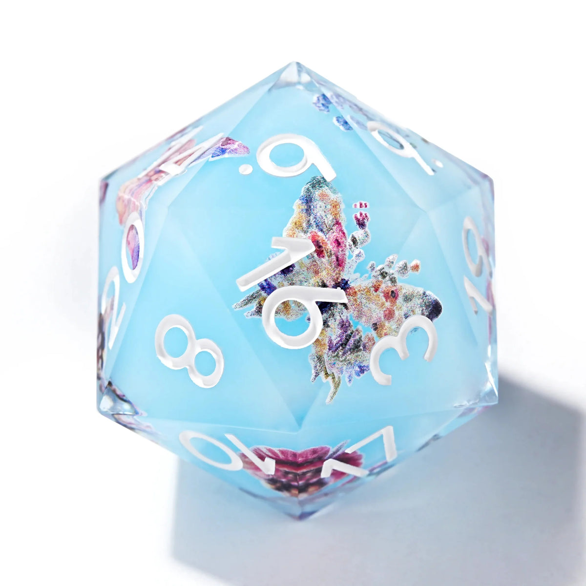 Butterfly Resin DND Dice Set – Dream Light – Dream Series - Light Blue Butterfly Resin DND Dice Set