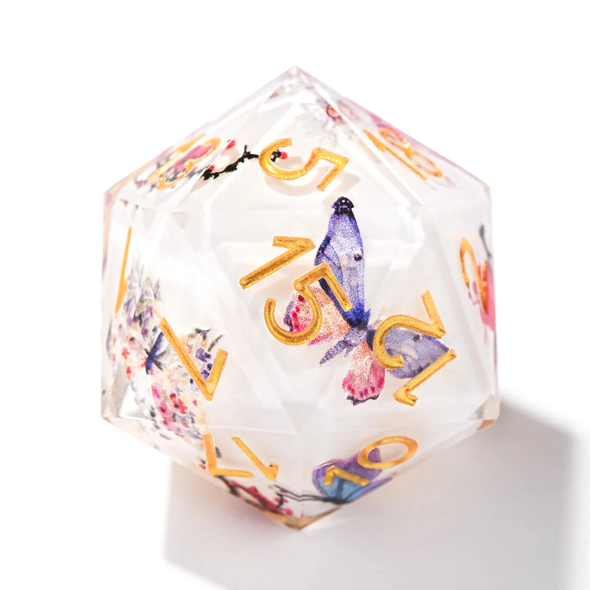 Butterfly Resin DND Dice Set – Flower Polyhedron – Flower and butterfly exquisite polyhedron resin dice set