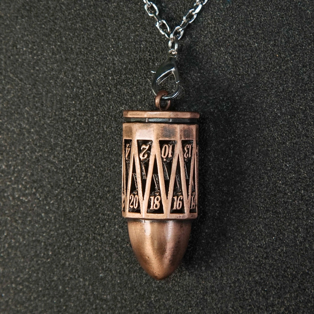 Cage Copper Metal Bullet Dice Set – Copper Metal Bullet D20 Dice Cage with Mini DND Dice Set