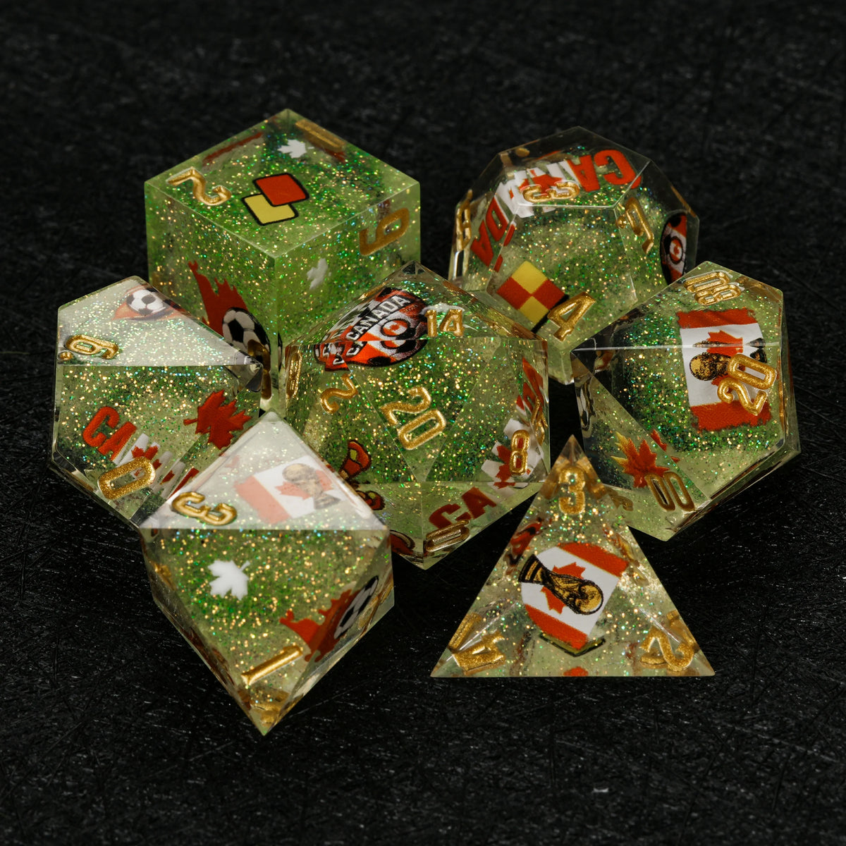 Canada Soccer Resin DND Dice Set – Glitter