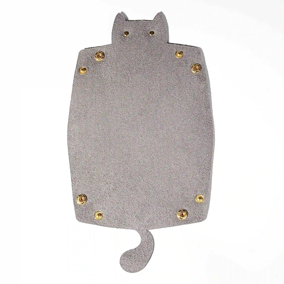 Cat Dice Tray – Leather – Black leather foldable cat dice tray with gray plush front