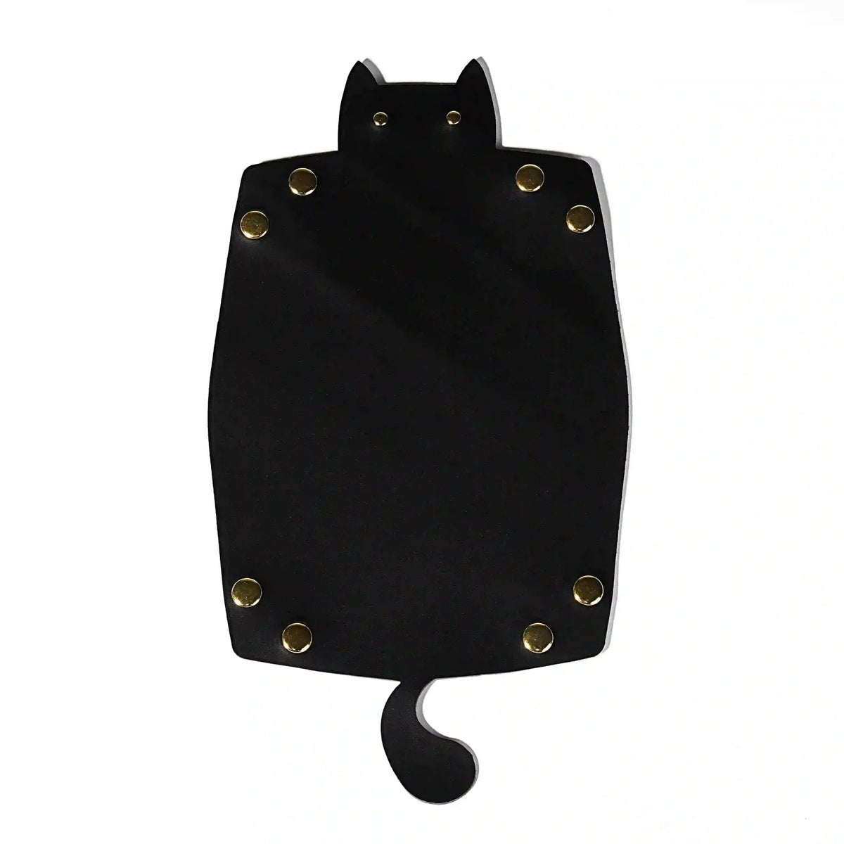 Cat Dice Tray – Leather – Black leather foldable cat dice tray with smooth back