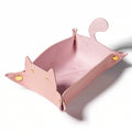 Cat Dice Tray – Leather – Pink leather collapsible cat dice tray