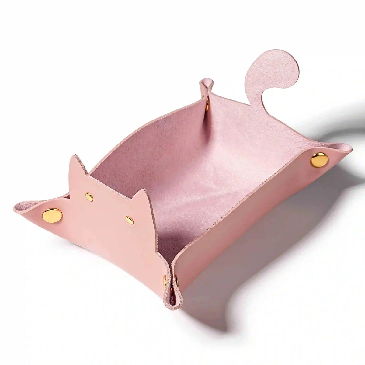 Cat Dice Tray – Leather – Pink leather collapsible cat dice tray