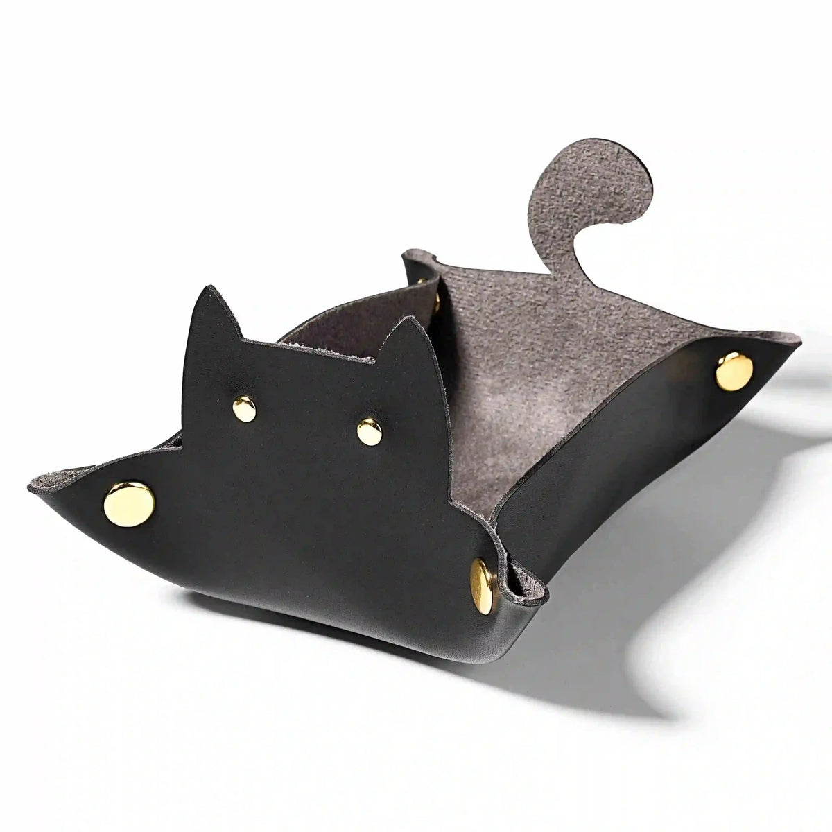 Cat Dice Tray – Leather – Cat - shaped leather dice pad foldable dnd dice tray