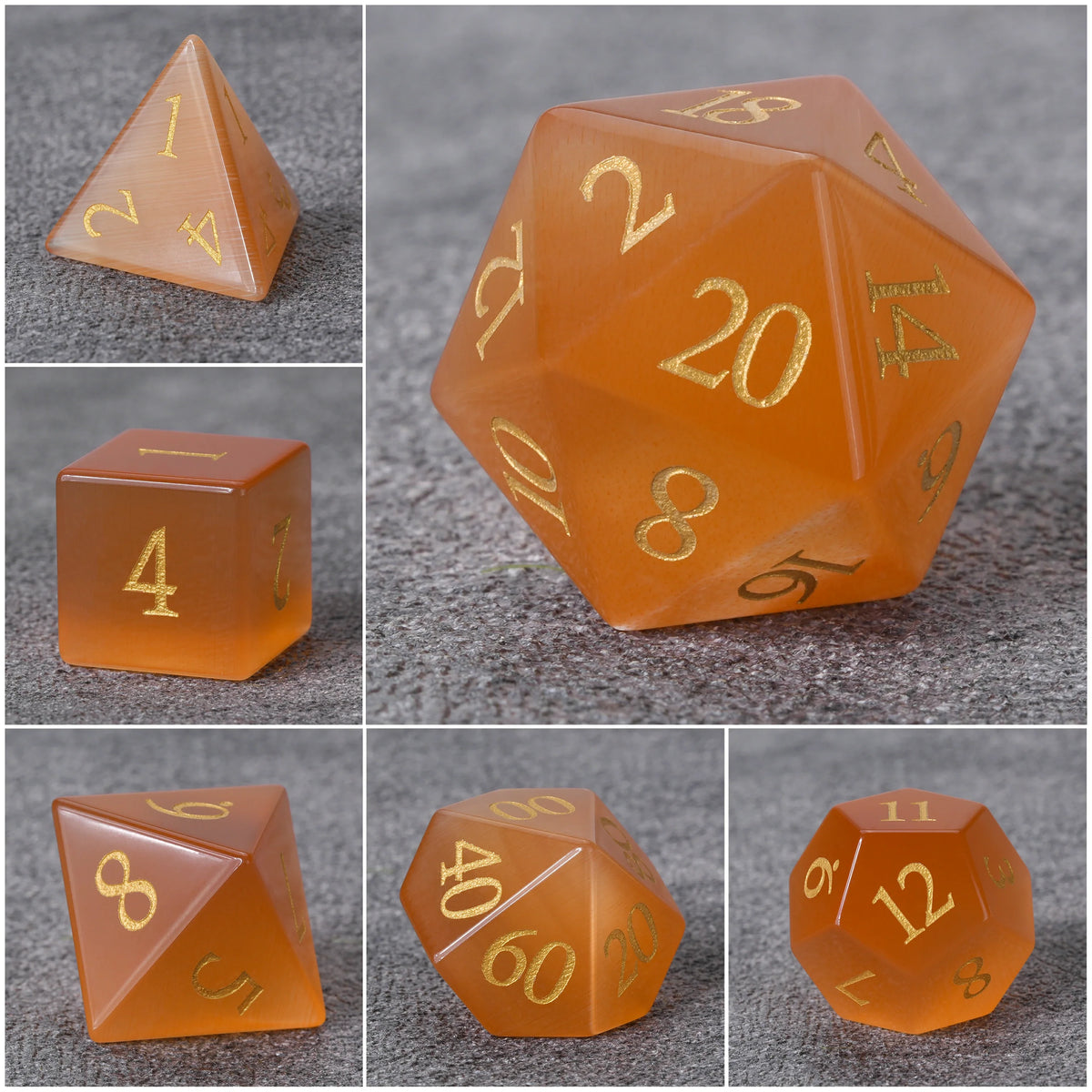Cat Gemstone DND Dice Set – Cats Eye