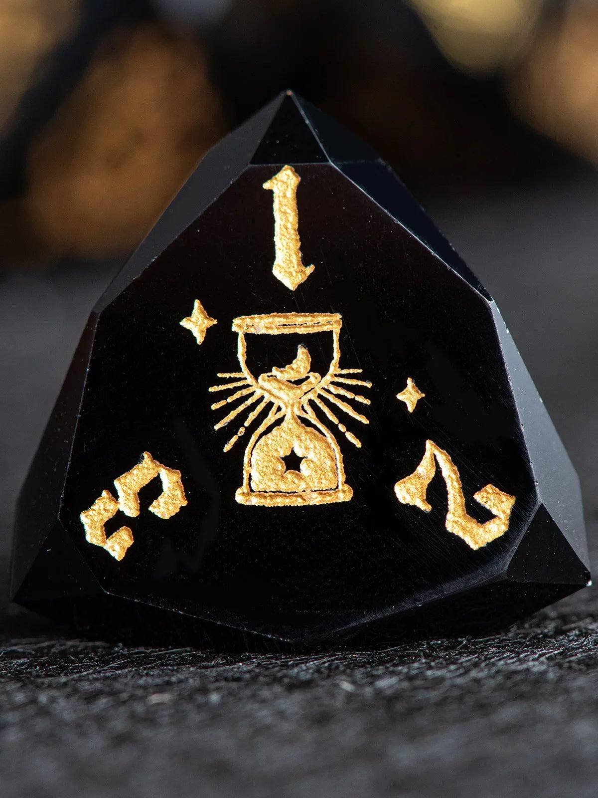 Cat Gemstone DND Dice Set – Moon Obsidian – Multi-faceted obsidian Dnd natural stone multi-faceted dice COC running