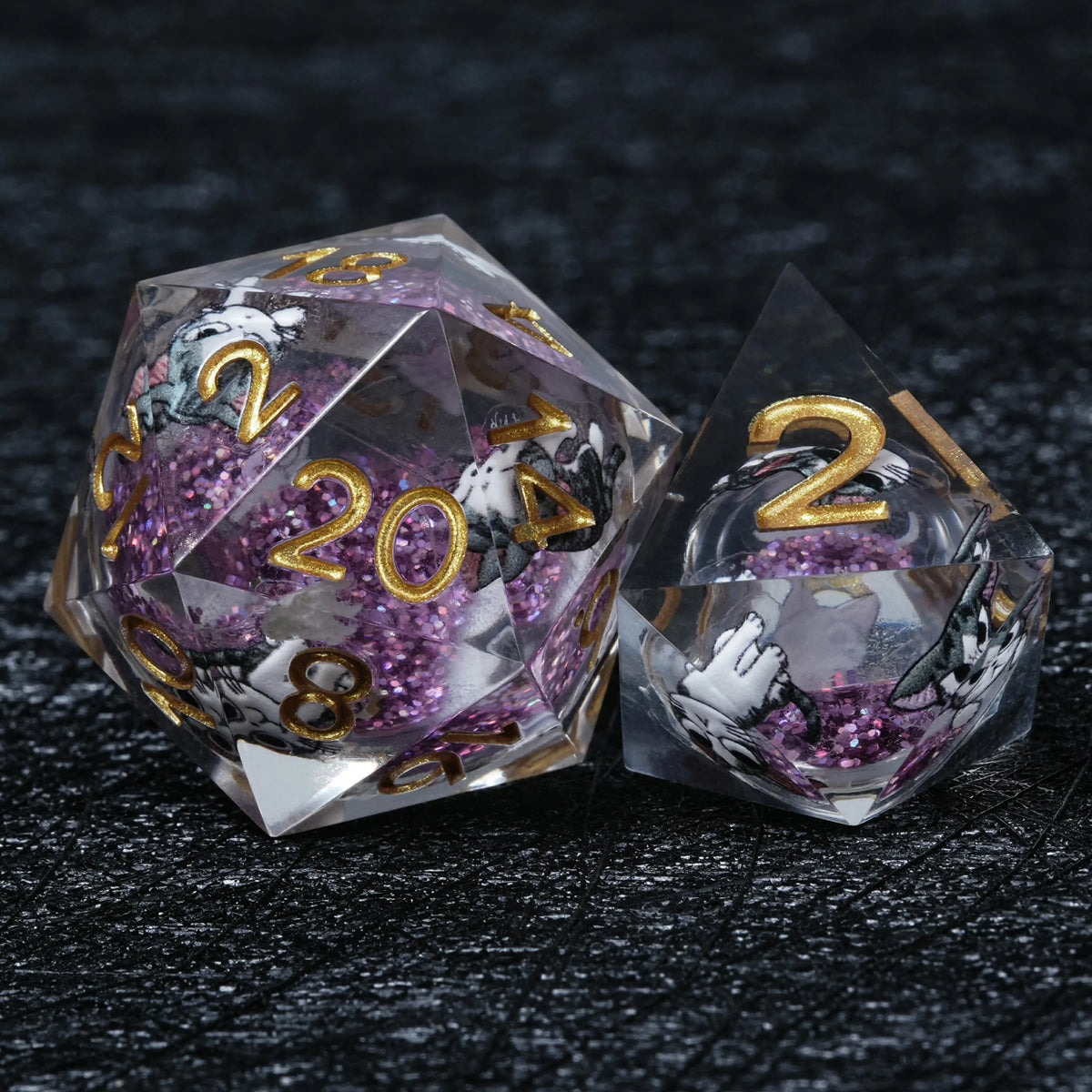 Cat Liquid Core Dice Set – Eyed Cartoon – alternate product view