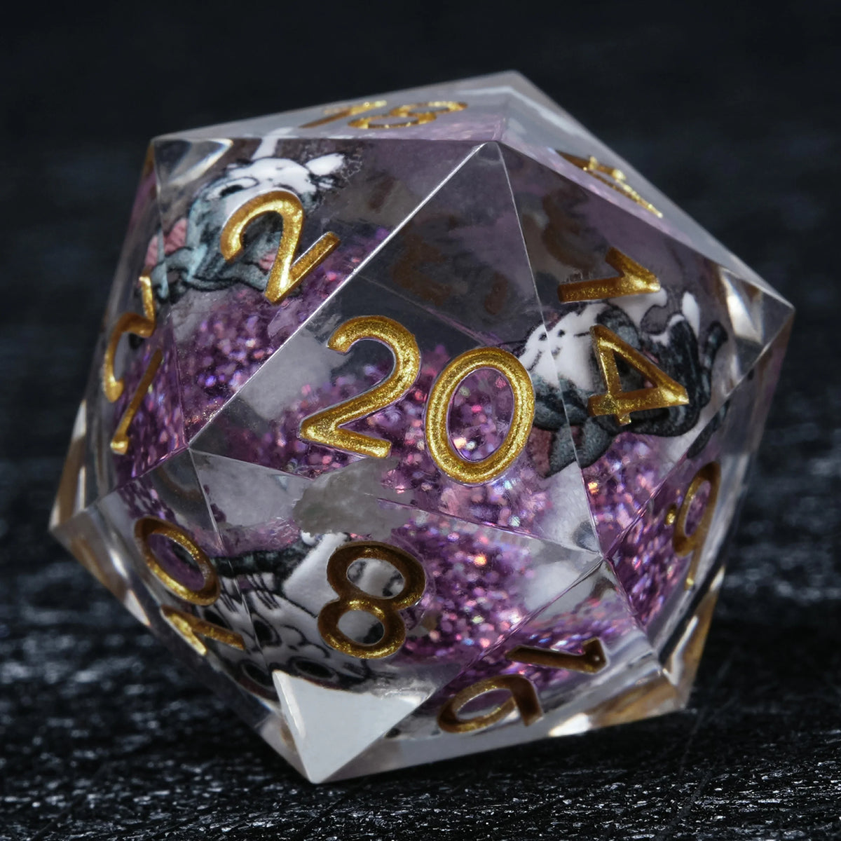 Cat Liquid Core Dice Set – Eyed Cartoon – alternate product view
