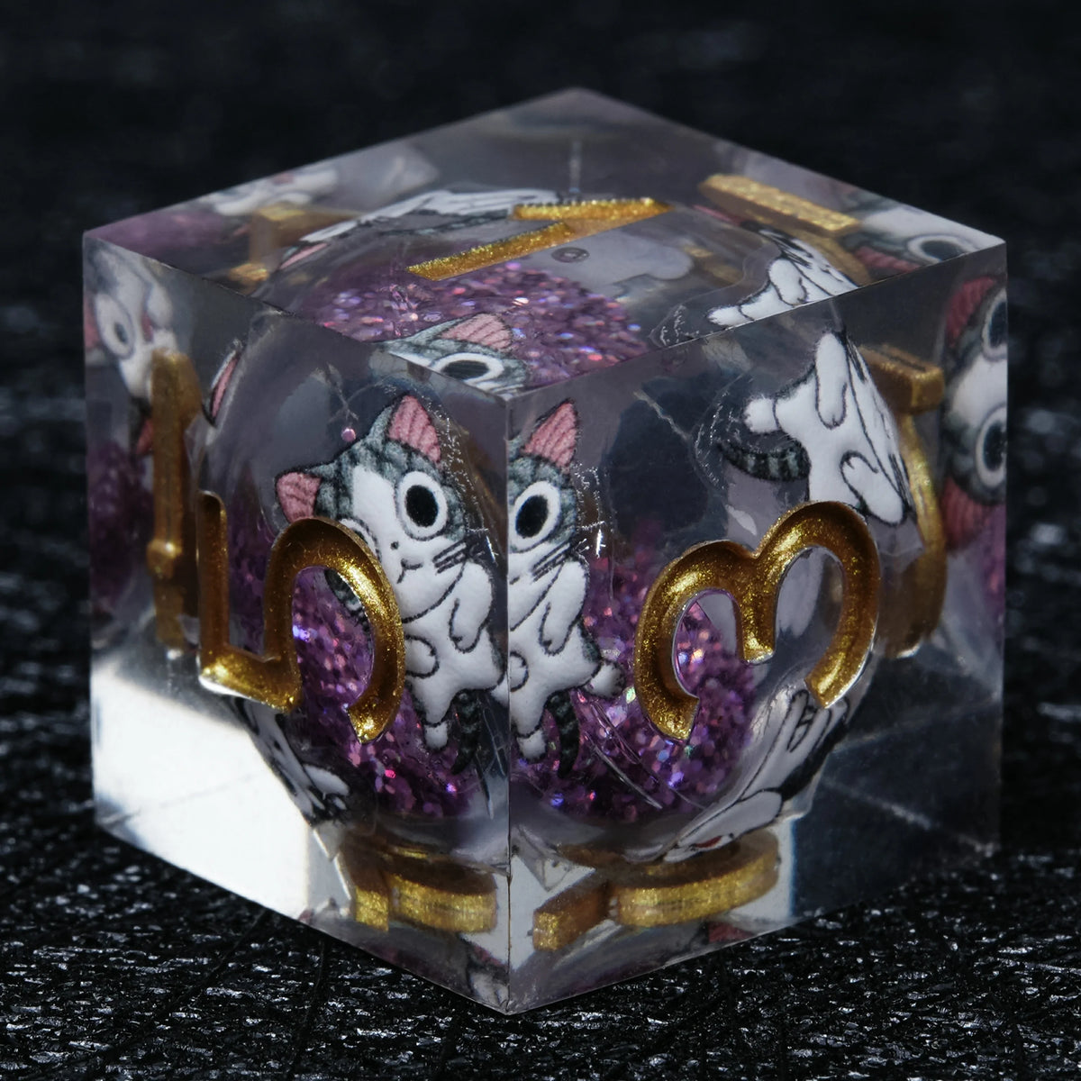 Cat Liquid Core Dice Set – Eyed Cartoon – alternate product view
